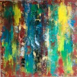 “Kayma”, 2020. Tuval üzeri Akrilik ve Yağlıboya, 100x100cm