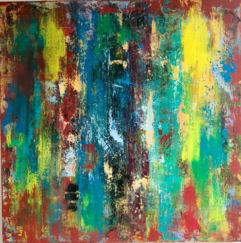 “Kayma”, 2020. Tuval üzeri Akrilik ve Yağlıboya, 100x100cm